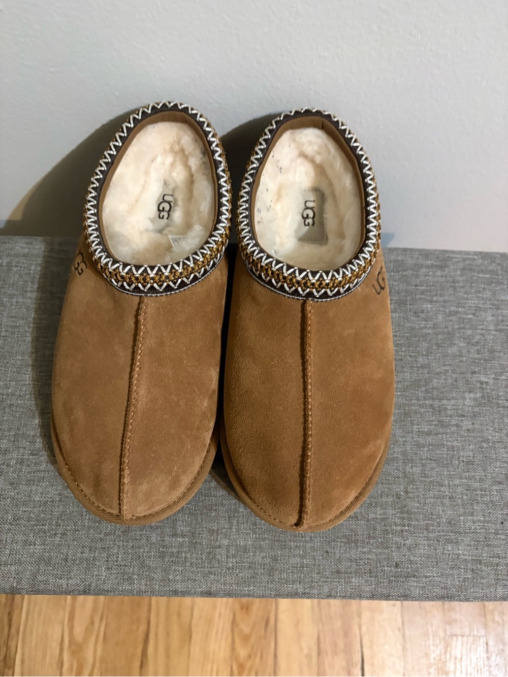 UGG Women’s Chestnut Suede Shearling-Lined Clog Mules